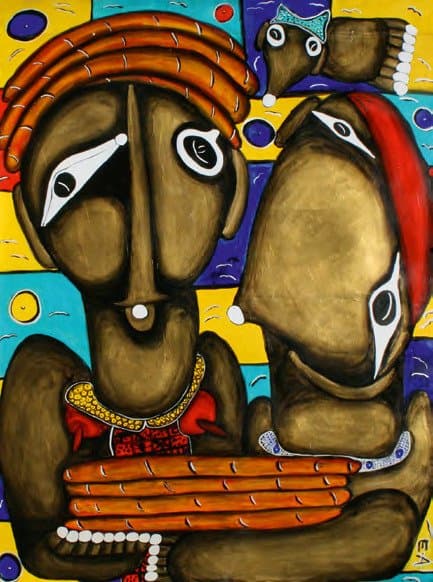 Двоє з комахою й французьким хлібом