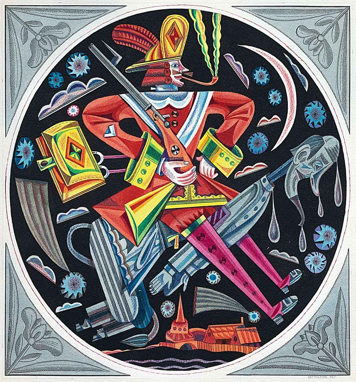 Ілюстрація до російської народної казки «Утеклий солдат і чорт»