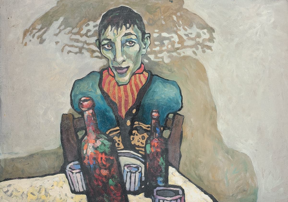 Портрет з пляшками