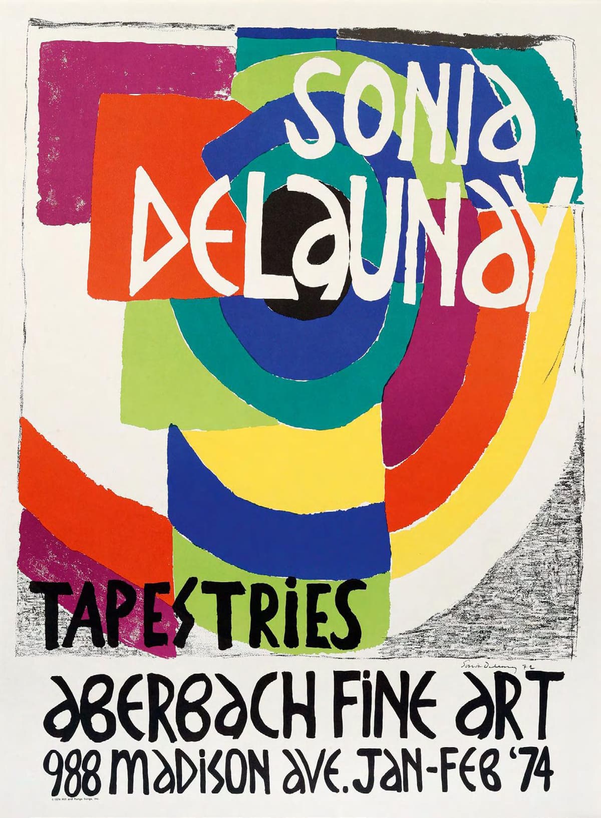 Літографований плакат. Sonia Delaunay. Tapestries: [exhibition], Jan — Feb’74, Aberbach Fine Art, [New York].